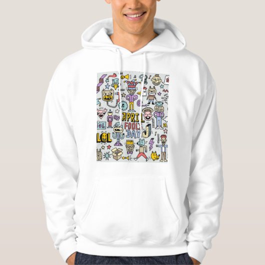 April Narren: farbiges Doodle-Set. Hoodie (Vorderseite)