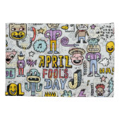 April Narren: farbiges Doodle-Set. Kissenbezug (Rückseite)