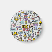 April Narren: farbiges Doodle-Set. Magnet (Vorne)