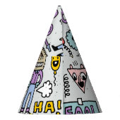 April Narren: farbiges Doodle-Set. Partyhütchen (Rückseite)