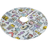 April Narren: farbiges Doodle-Set. Polyester Weihnachtsbaumdecke (Schrägansicht)