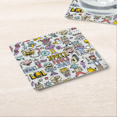 April Narren: farbiges Doodle-Set. Rechteckiger Pappuntersetzer (angewinkelt)