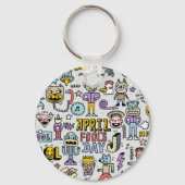 April Narren: farbiges Doodle-Set. Schlüsselanhänger (Rückseite)