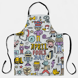 April Narren: farbiges Doodle-Set. Schürze