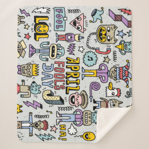 April Narren: farbiges Doodle-Set. Sherpadecke
