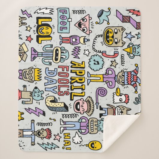 April Narren: farbiges Doodle-Set. Sherpadecke (Vorderseite)
