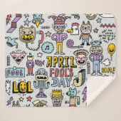 April Narren: farbiges Doodle-Set. Sherpadecke (Vorderseite (Horizontal))