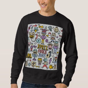 April Narren: farbiges Doodle-Set. Sweatshirt