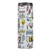 April Narren: farbiges Doodle-Set. Thermosbecher (Rückseite)