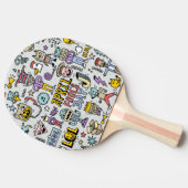 April Narren: farbiges Doodle-Set. Tischtennis Schläger (Seitenansicht)