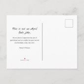 April Niereninsuffizienz Ankündigungspostkarte (Rückseite)