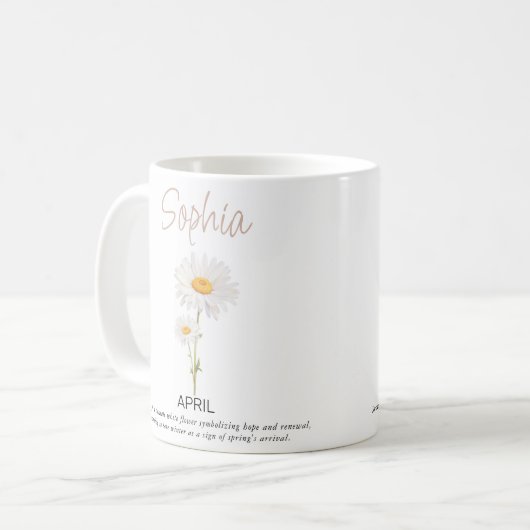 April Personalisierte Blume der Geburt Kaffeetasse (Vorderseite Links)