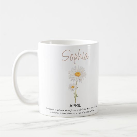 April Personalisierte Blume der Geburt Kaffeetasse (Links)