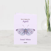 April Purple Small White Diamond Butterfly Art Karte (Rückseite)