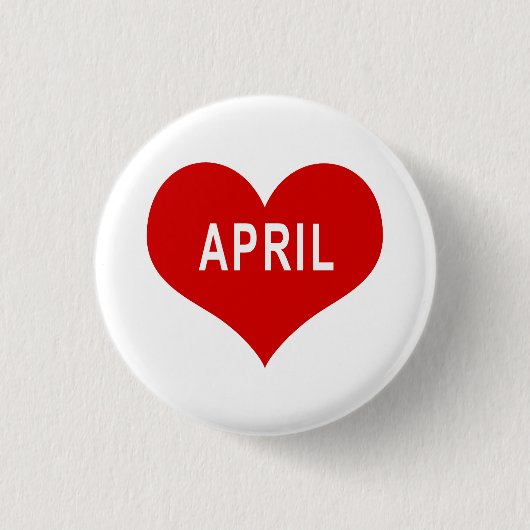 APRIL Red Liebe Heart Button (Vorderseite)
