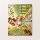 April Retro Blonde Pin-Up Spring Girl  Puzzle (Vertikal)