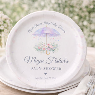 April-Schauer bringen Mai-Blumen Baby Shower Pappteller