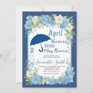April-Schauer bringen Mai-Blumen Blaues Regenschir Einladung