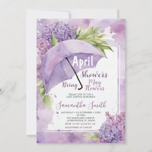 April-Schauer bringen Maiblumen Lila Regenschirm Einladung