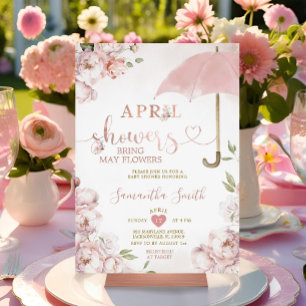 April-Schauer bringen Maiblumen Rosa Regenschirm Einladung