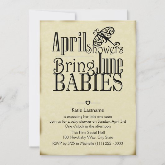 April-Schauer Junibaby Einladung (Vorderseite)