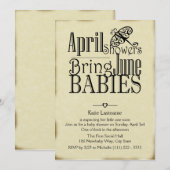 April-Schauer Junibaby Einladung (Vorne/Hinten)