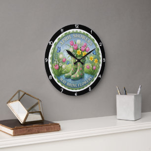 April-Schauer Mai-Blumen Erbe Große Wanduhr