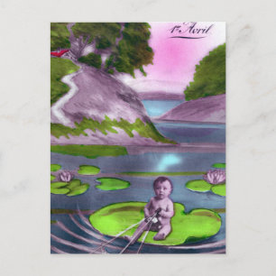 April-Scherz-Vintage-Postkarte aus Frankreich  Feiertagspostkarte