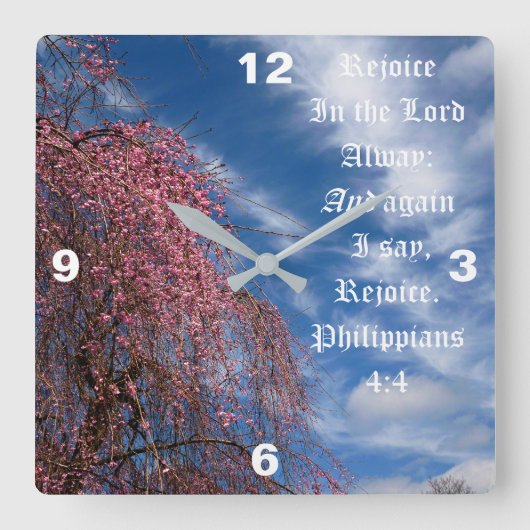 April Sky with Leviticus 11:44 Quadratische Wanduhr (Vorderseite)