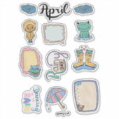 April-Stickerblatt – Regentage Aufkleber (Vorderseite)