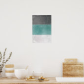 "April" Türkis und Abstrakte Grau-Kunst Poster (Küche)