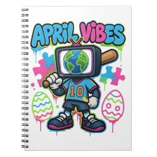 April Vibes Retro TV Kopf: Eine Graffiti-Collage v Notizblock