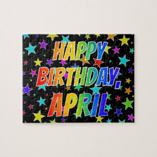 "APRIL" Vorname, Spaß "GLÜCKLICHER GEBURTSTAG" Puzzle
