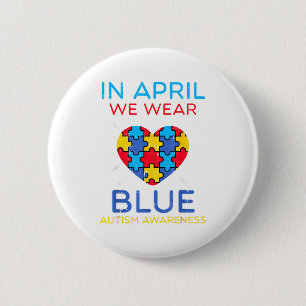 April Wir tragen blaues Herz Puzzle Autismus bewus Button