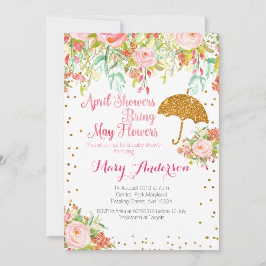 Aprilduschen Kinderdusche Einladung (Vorderseite)