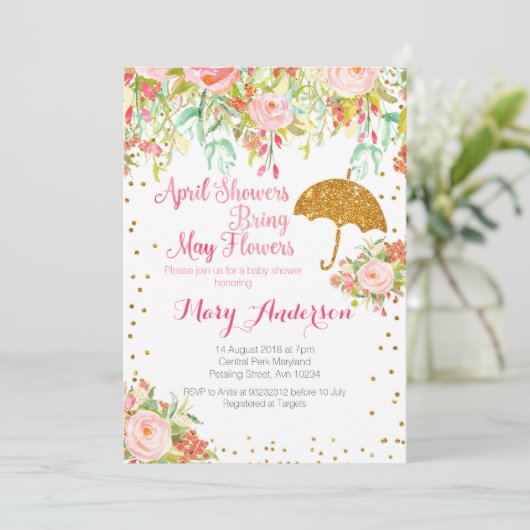 Aprilduschen Kinderdusche Einladung (Stehend Vorderseite)