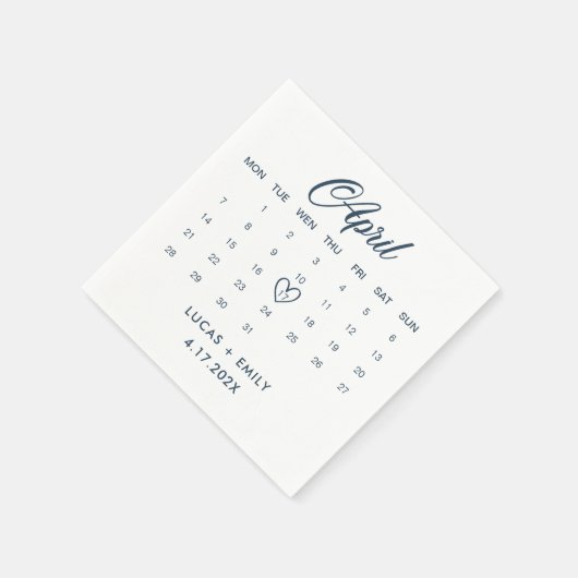 Aprilkalender Dark Blue Wedding Serviette (Ecke)