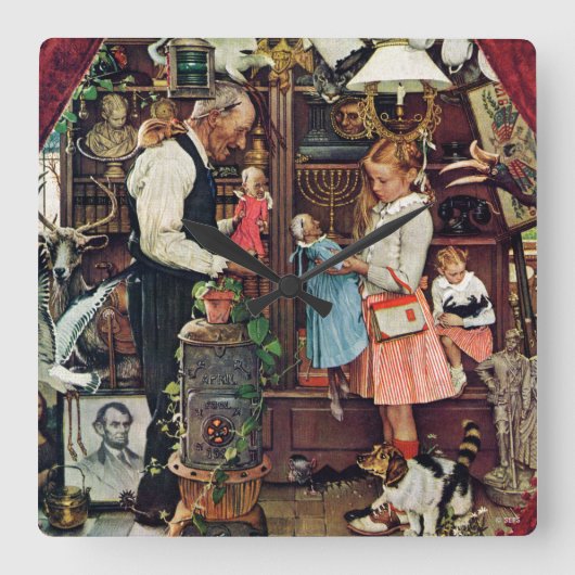 Aprilscherz, 1948 quadratische wanduhr (Vorderseite)