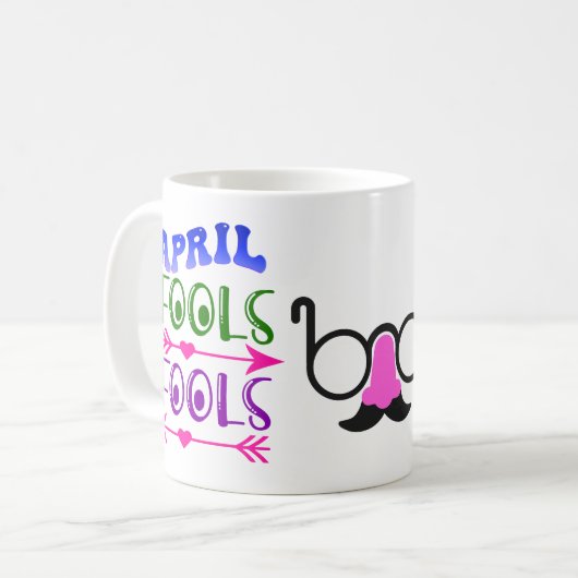 Aprilscherz Bart & Brille Kaffeetasse (Vorderseite Links)