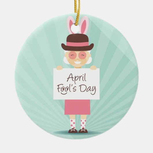 Aprilscherz Keramik Ornament (Vorne)