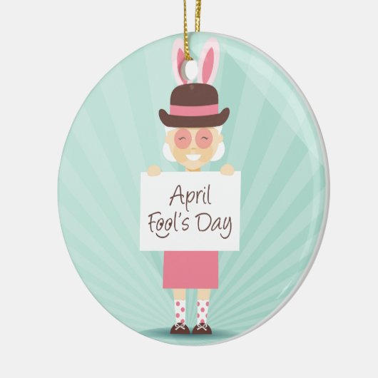 Aprilscherz Keramik Ornament (Links)