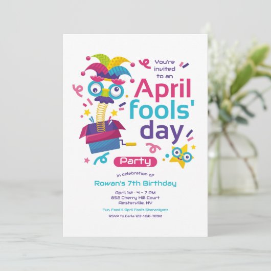 Aprilscherz-Party Einladung (Stehend Vorderseite)