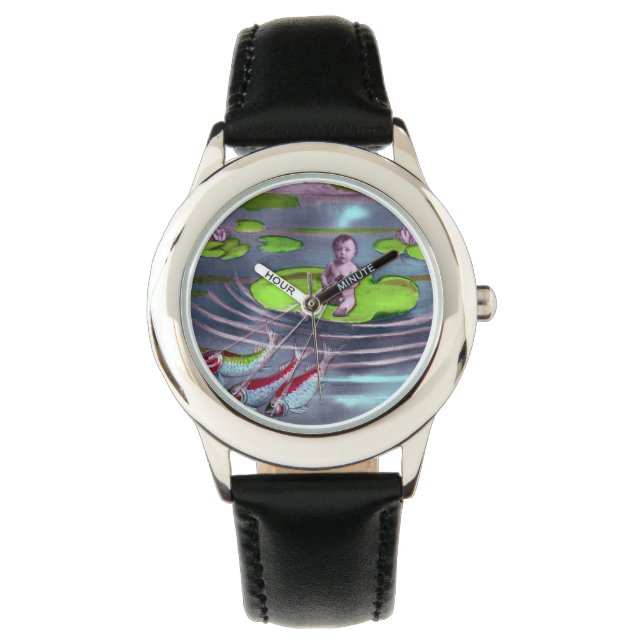 Aprilscherz Vintage französische Postkarte Armbanduhr (Vorderseite)