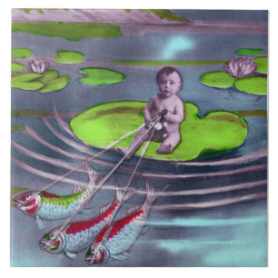 Aprilscherz Vintage französische Postkarte Fliese