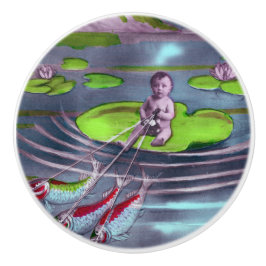 Aprilscherz Vintage französische Postkarte Keramikknauf