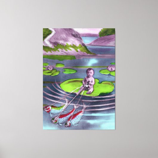 Aprilscherz Vintage französische Postkarte Leinwanddruck (Vorderseite)