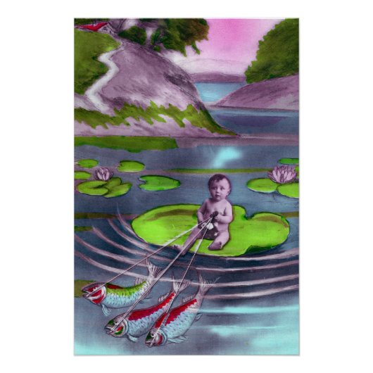 Aprilscherz Vintage französische Postkarte Poster (Vorderseite)