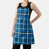 Apron Blue Tartan Plaid Check Pattern Schürze (InSitu)