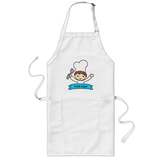 Apron for Kids with Hand-Drawn Masterchef Print Lange Schürze (Vorne)