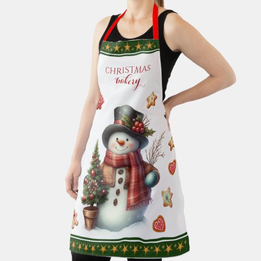 Apron Large Snowman and Christmas Cookies Geen Schürze (InSitu)